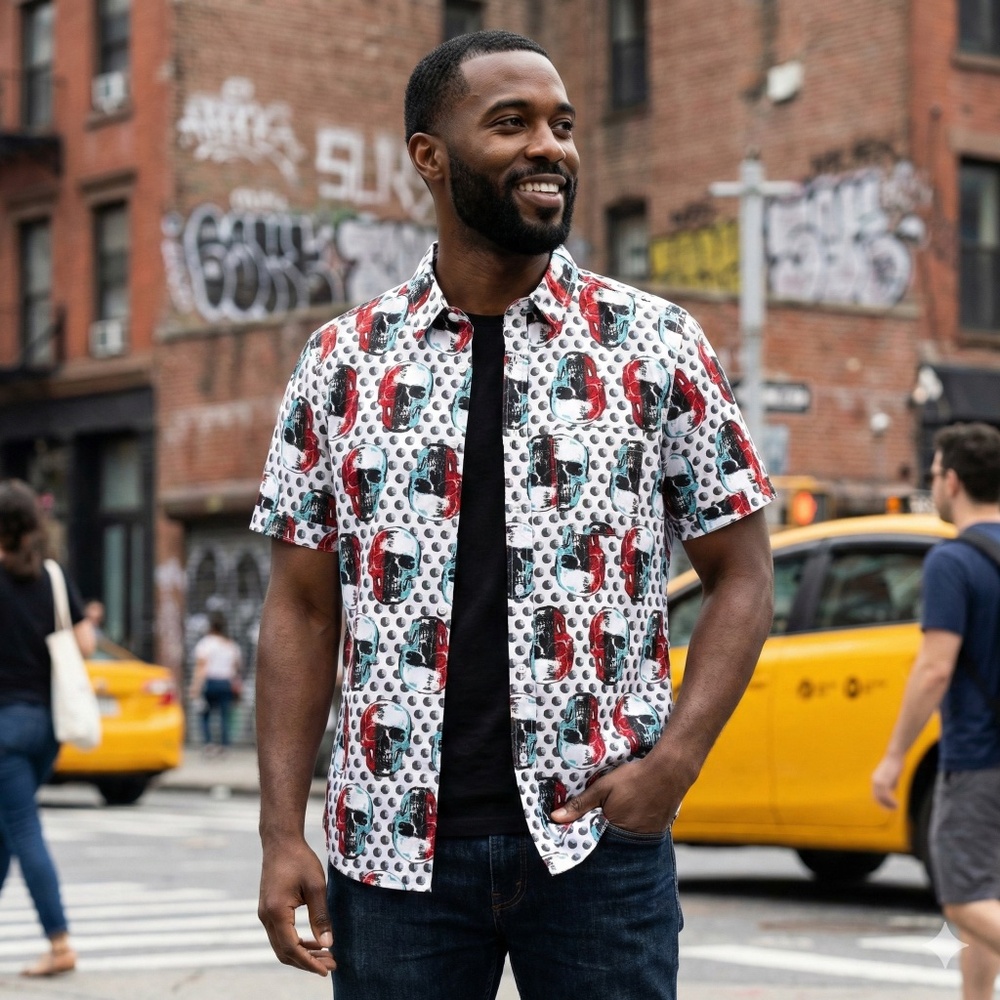 Skull Print Button Ups Shirt